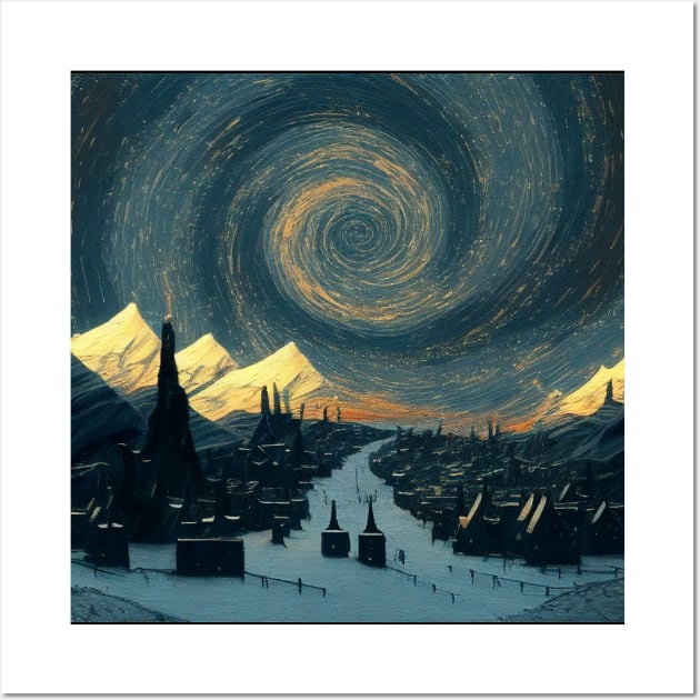 Starry Night Over Hogsmeade Village Wall Art by Grassroots Green